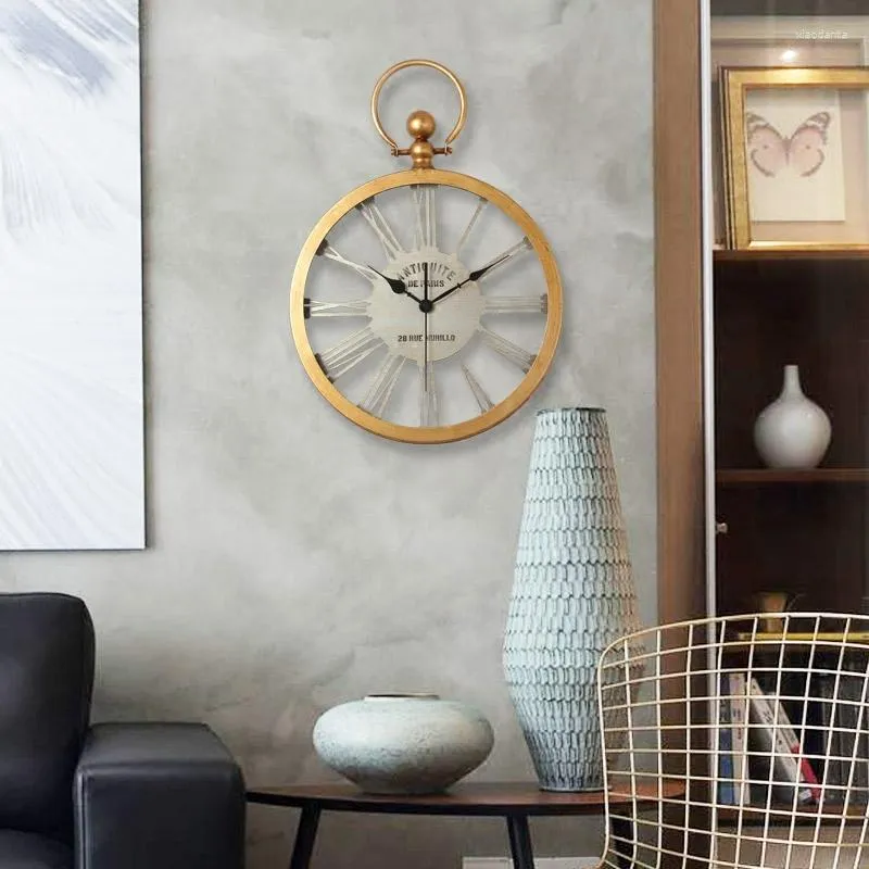 Horloges murales nordique grande horloge rétro salon chambre maison montre pays américain or vintage luxe decorarion zy50gz