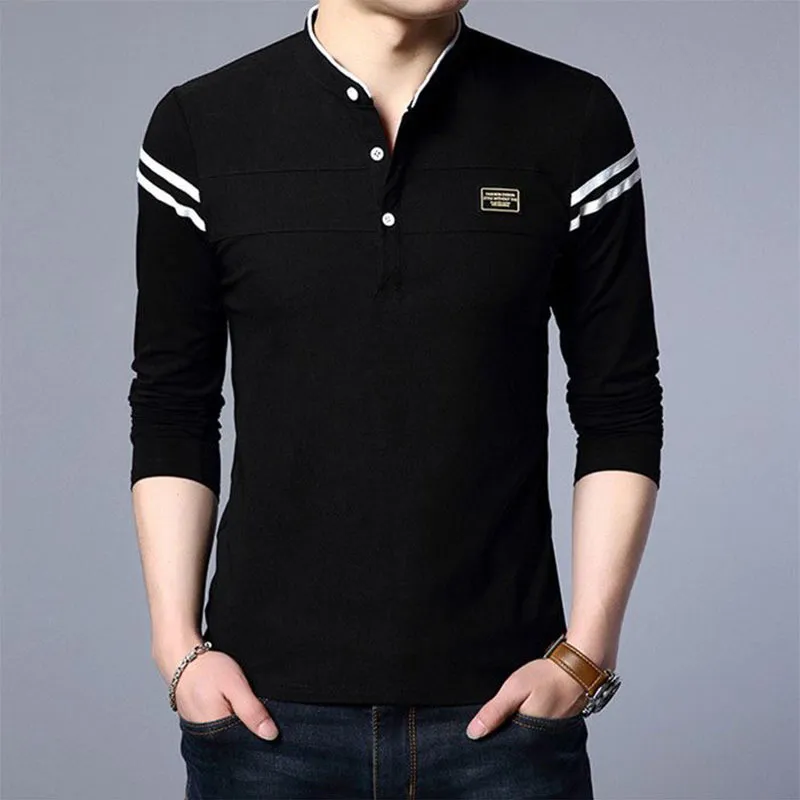 Heren Polo's Mode Mannen Lange Mouw Basic Polo Shirts Lente Herfst Gestreepte Slanke Tees Koreaanse Mannelijke Kleding Business Casual tops 230901