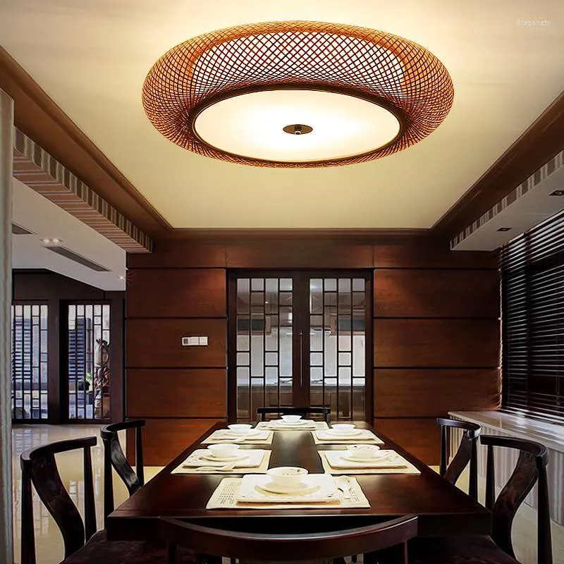 Tavan Işıkları Bambu Lamba Tatami Restoran Çay Odası Basit Modern Çin Yaşam Çalışma Yatak Odası Dokuma
