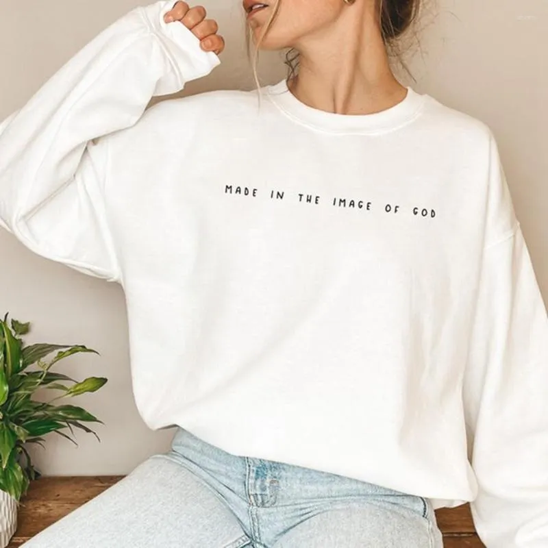 Kvinnors hoodies Christian Sweatshirt gjord i bilden av Gud Sweatshirts Faith Top Jesus Hoodie Bible Verses Crewneck Women