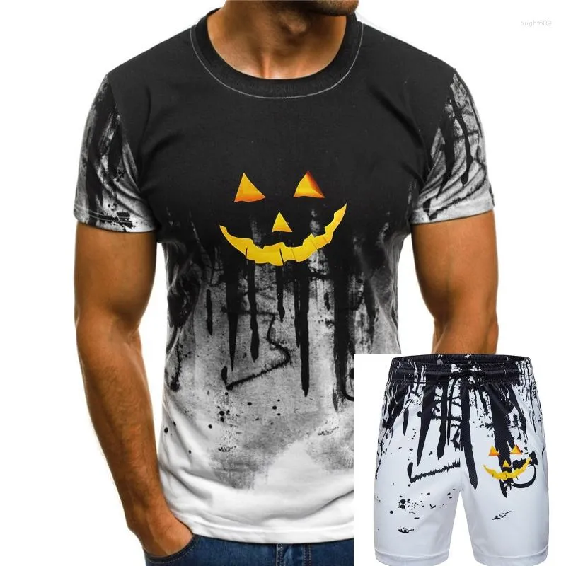 Fatos de treino masculinos brilham no escuro jack o'lanterna rosto halloween abóbora traje unisex camiseta roupas masculinas camiseta