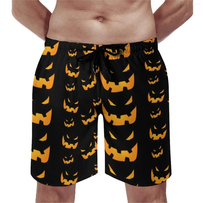 Men's Shorts Summer Gym Grinning Halloween Sportswear Pumpkins Print Printed Board Short Pants Cute Quick Drying Beach Trunks Big Size