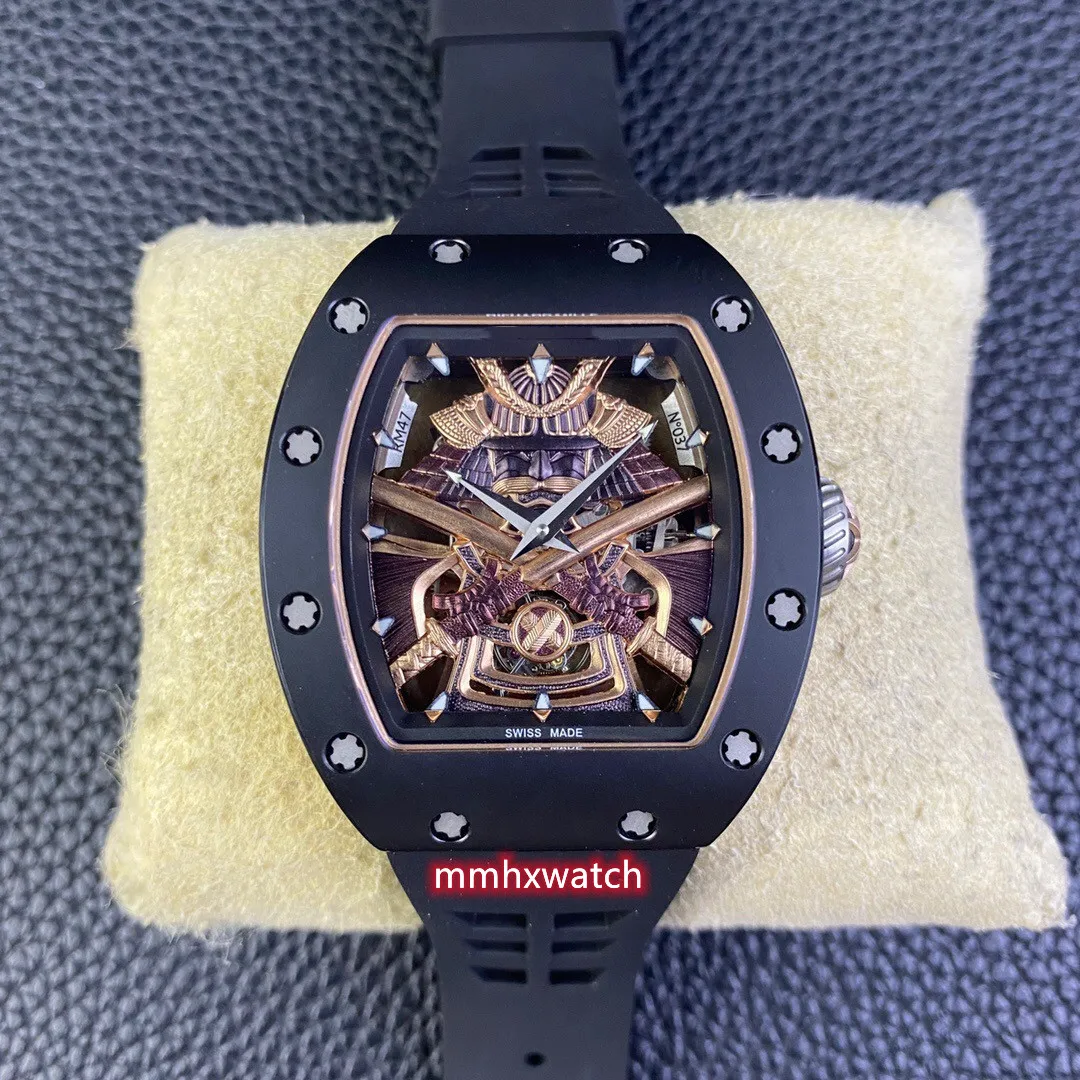 La montre YS Factory RM47 est dotée d'un véritable mouvement tourbillon monobloc avec boucle en titane miroir en verre saphir et bracelet en caoutchouc naturel Q4TN