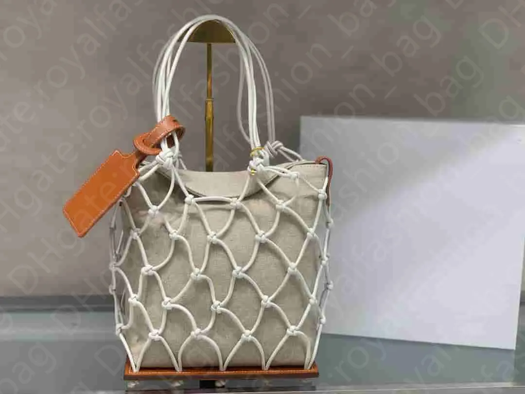 Bolso de hombro de playa para mujer, accesorios de malla tejida, bolso de lona Interior, bolso de diseñador JS de lujo