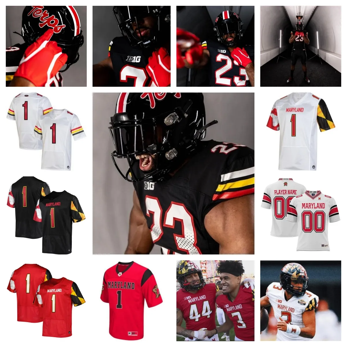 Maryland Terrapins Football Jersey 46 Dillan Fontus 22 Ezechiel Avit 20 Perry Fisher 16 Leon Haughton Jr. 19 Braeden Wisloski 26 Gavin