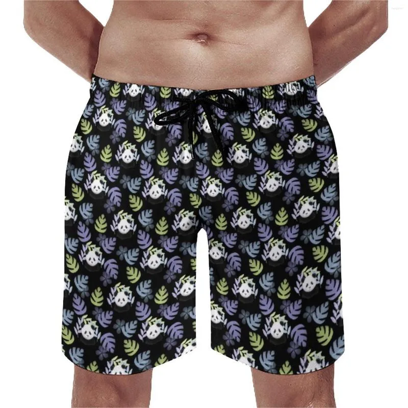 Shorts pour hommes Mignon Panda Imprimer Gym Été Bleu Palm Feuilles Mode Conseil Pantalon Court Hommes Vêtements De Sport À Séchage Rapide Modèle Troncs De Plage