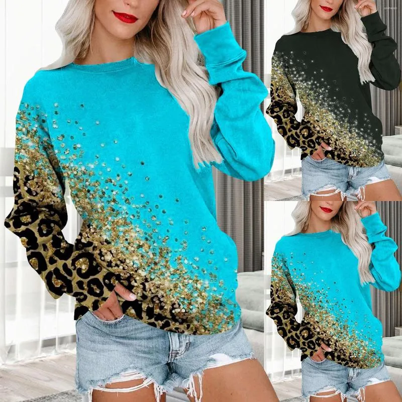 Gym kleding 6 Traagschuim dames herfst crewneck sweatshirt luipaard print lichtgewicht sweatshirts en hoodies rits omhoog