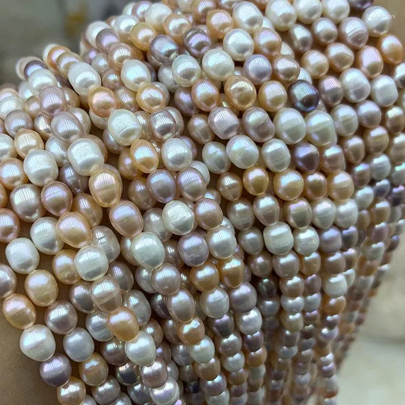 100 Pcs/Lot 7-8mm Egg Round Bg Hole Freshwater Pearl Jewelry Loose DY
