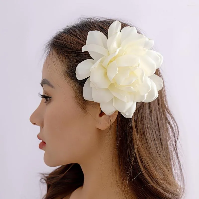 Pinces à cheveux élégantes, grande fleur de Rose, bandeau pour femmes, mariée, style Boho, épingle à cheveux, spectacle, danse, bal, accessoires de fête