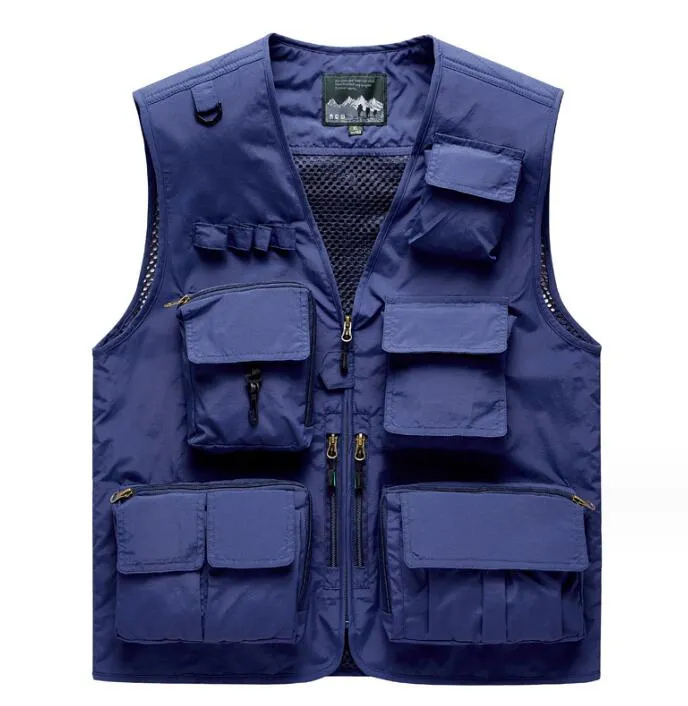 Mens Tactical Fishing Travel Vest Mens With Multi Pockets And