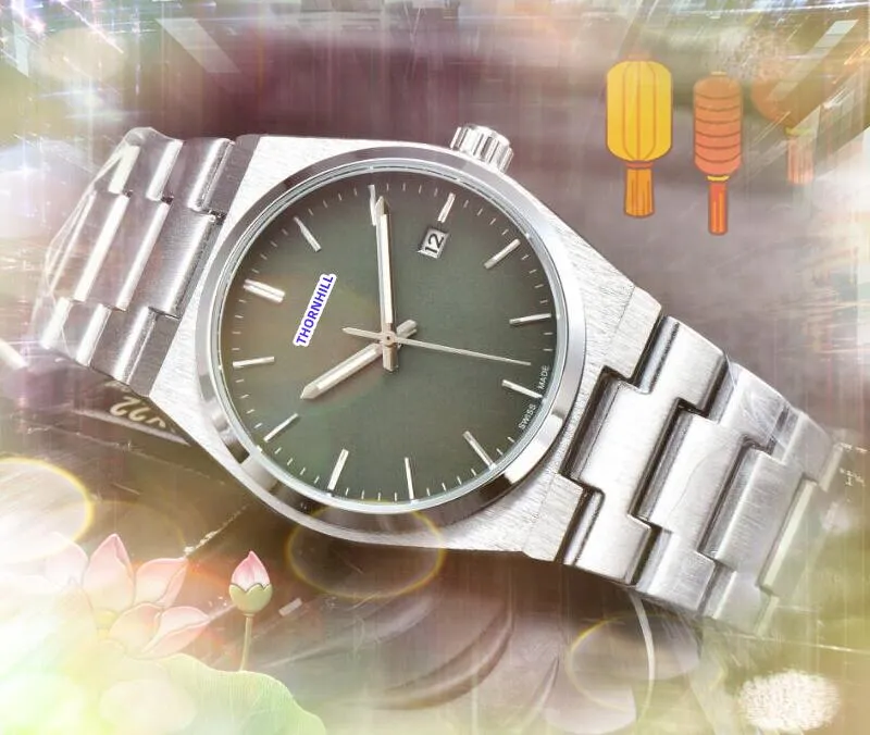 Populaire Hommes Bleu Vert Noir Blanc Cadran Montres Lumious Automatique Mouvement Mécanique Horloge fine en acier inoxydable à remontage automatique ensemble de balayage profond aguer Montre cadeaux