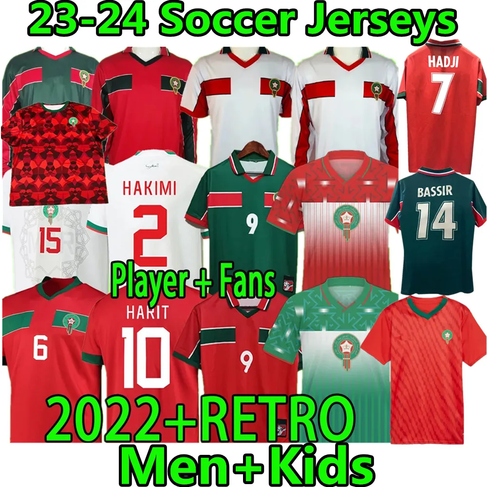 1994 1995 Retro 23 24 Morocco Soccer Jerseys classic 1998 OUAKILI NEQROUZ BASSIR ABRAMI ancient maillot EL HADRIOUI HADJI Oldest Football shirts NAYBET HOME RED AWAY