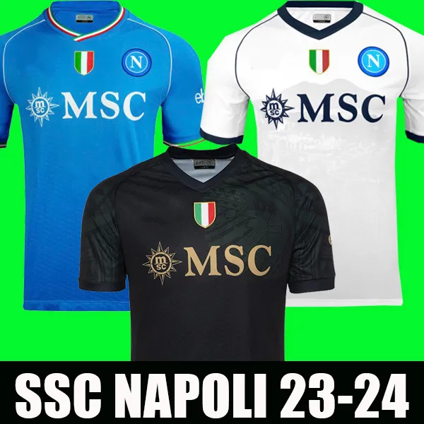 23 24 24 Maglia Napoli Soccer Jerseys 2023 2024 Neapol Home Away Away 3rd Football Shirt Kvaratskhelia Osimhen Politano SSc Fanowie Gracz i zestawy dla dzieci