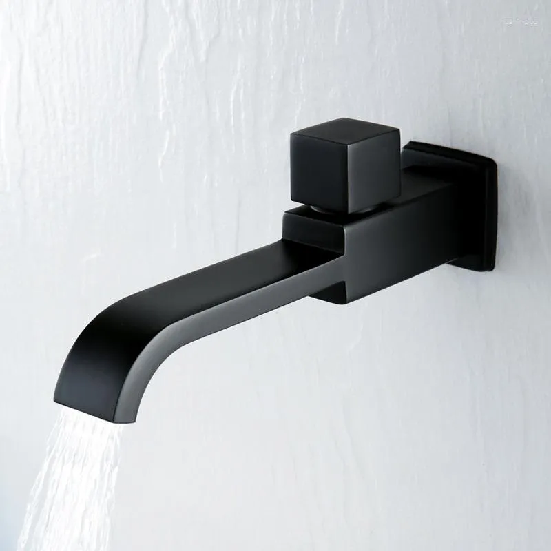 Robinets de lavabo de salle de bains 4 minutes simples froids noirs balcon vadrouille piscine robinet en cuivre mur de toilette étendu