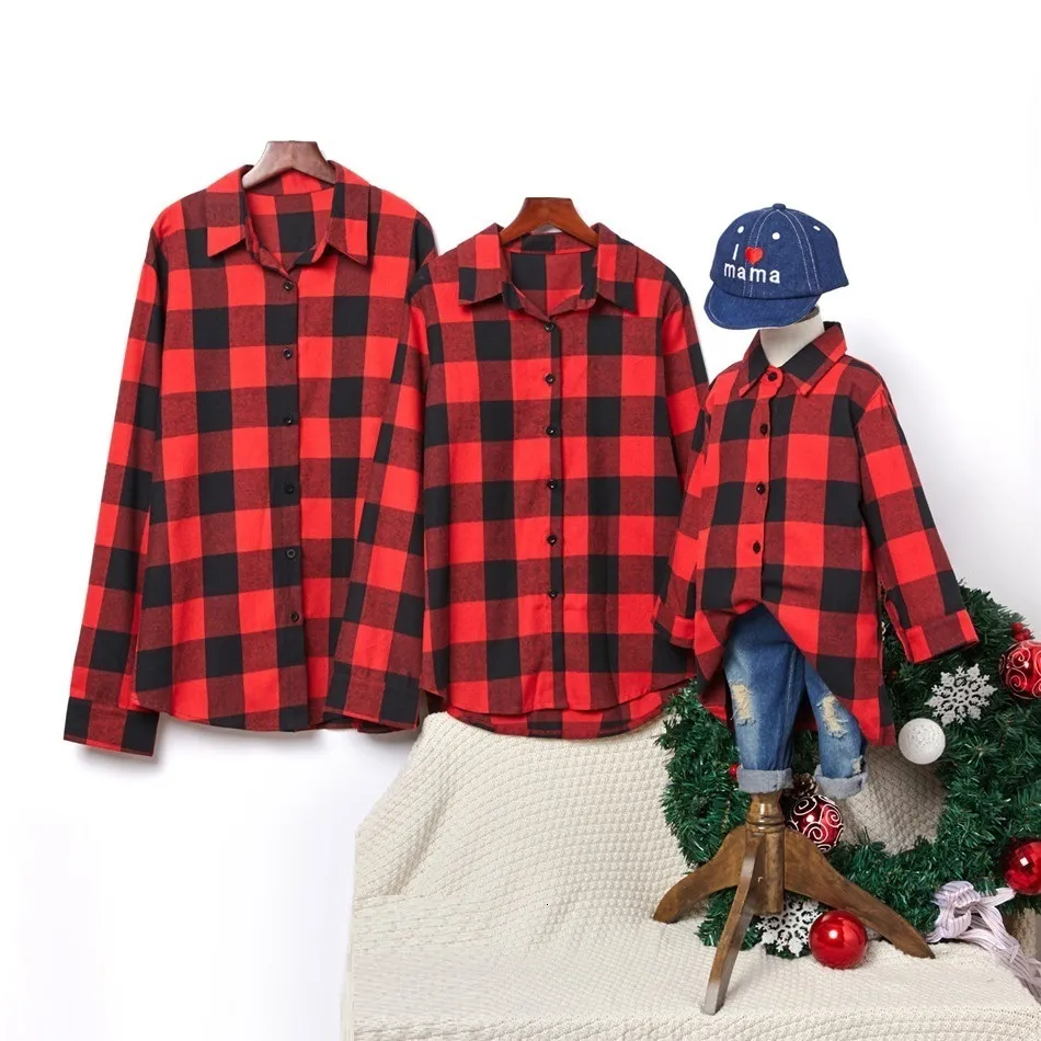 Mother daughter top matching flannel shirts
