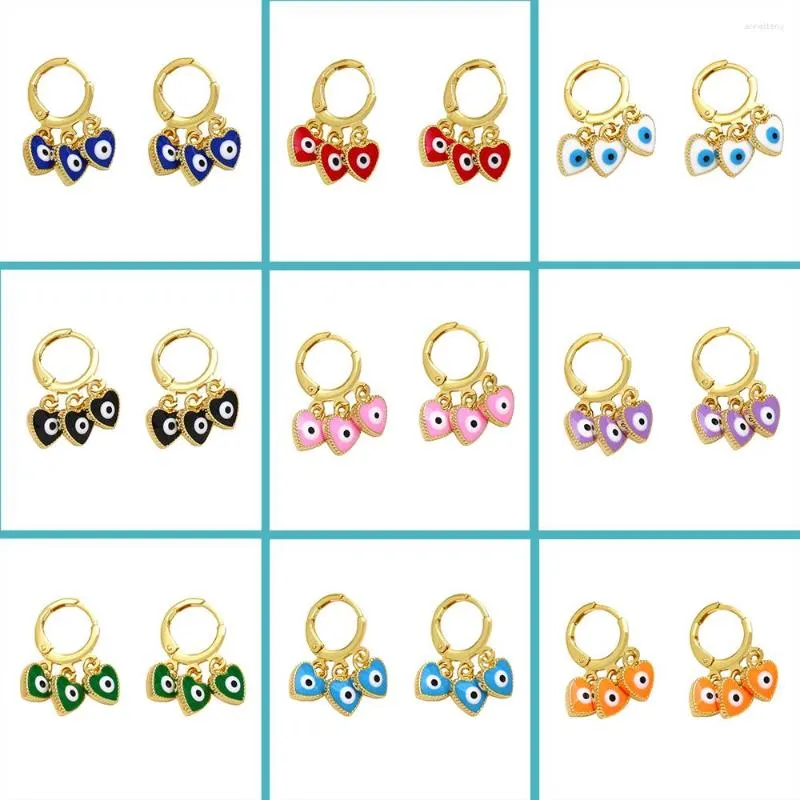 Boucles d'oreilles pendantes, boîte-cadeau, emballage de 9 couleurs, luxe, œil du diable, cœur de pêche, goutte d'huile, Vintage, bijoux de fête
