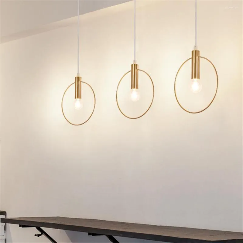 Подвесные светильники E14 Современный скандинавский дизайн Светодиодная круглая люстра для простого потолочного светильника в баре/кухне/спальне/кафе