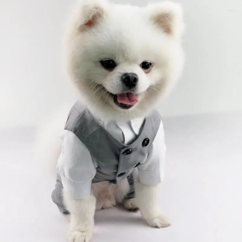 Hundkläder i maistcoat jumpsuit Vest Stylish Clothes For Small Medium Dogs Wedding Party Tandsome Pet Outdoor Gengtle