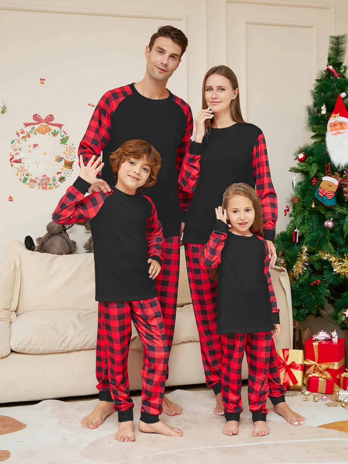 Aile Eşleşen Kıyafetler Mutlu Noel yılı kıyafetleri anne kızı baba oğlu bebek eşleşen kıyafetler 2 adet takım elbise aile pijamaları pamuk ev kıyafeti pjs 230901