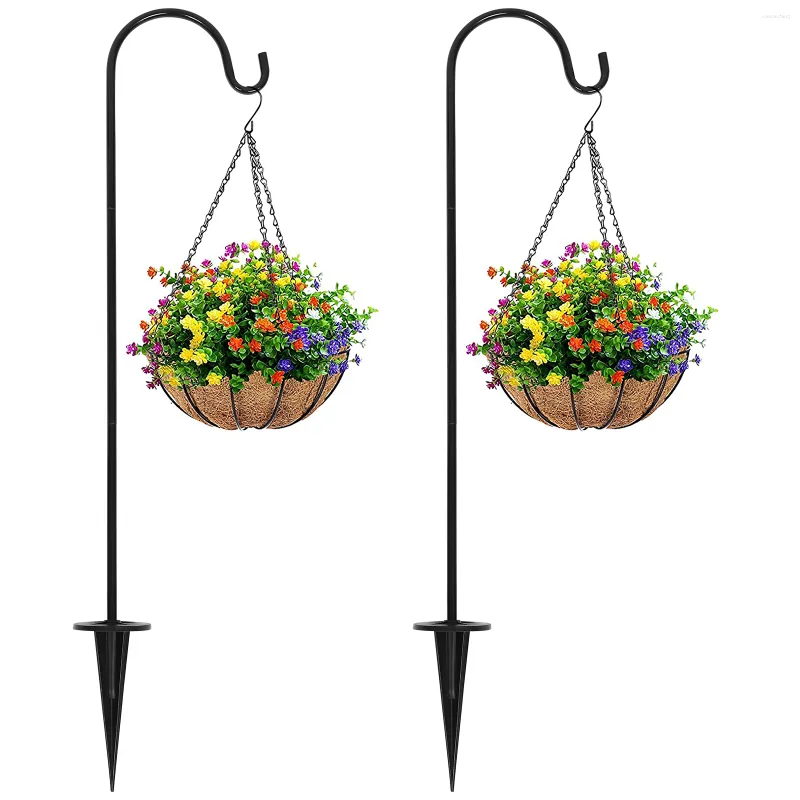Haken 2 stuks ijzeren vloerplug tuin hangende houder planten buiten lantaarns hanger vogelvoederstandaard tuinieren decor paal