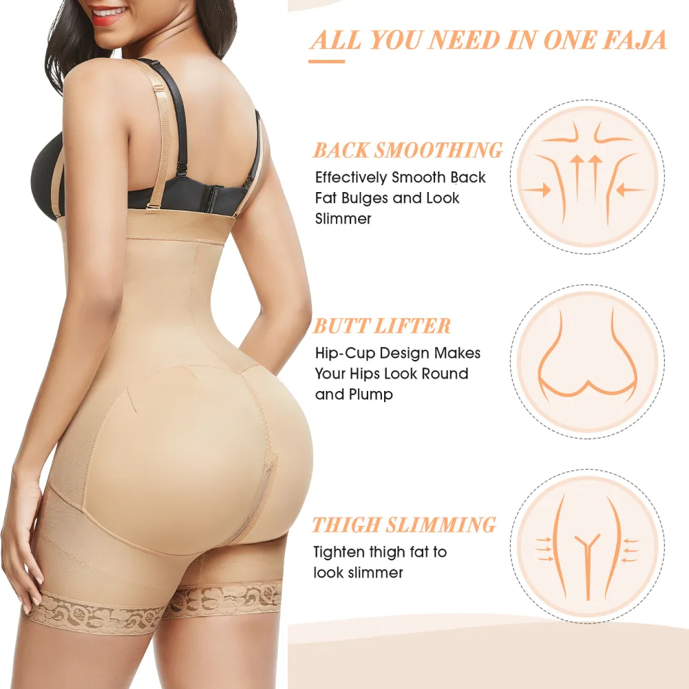 Fajas Colombianas High Compression Shapewear Women Tummy Control Body Shaper  Butt Lifter Thigh Slimmer Flat Belly Slimming Belt