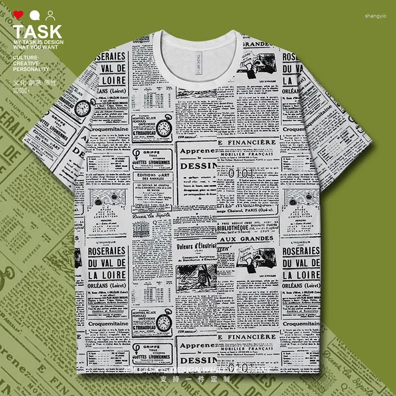Men's T Shirts English Landscape Birds Sky Old Spaper Typefaces Culture Stories Picture Quick Dry Shirt Sporting Casual Summer Clothes