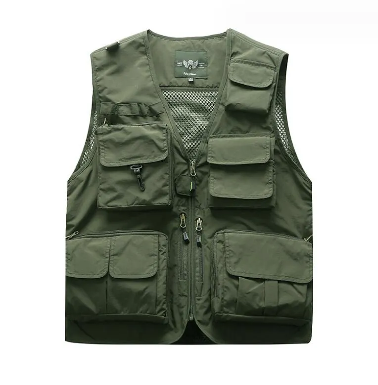 Mens Tactical Fishing Travel Vest Mens With Multi Pockets And