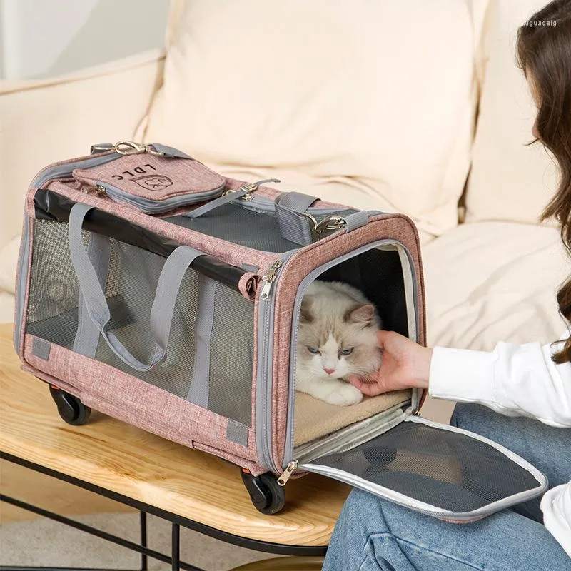 Trasportino per cani Borsa pieghevole con ruota universale rimovibile Carrello multifunzionale Traino per animali domestici Gatto pieghevole