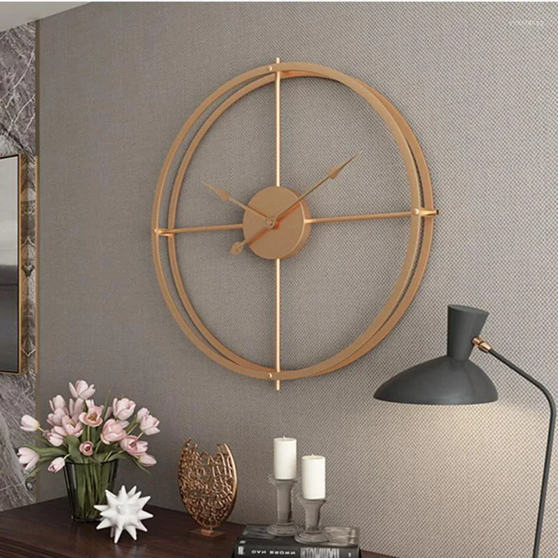 Wall Clocks Retro Large Clock Art Metal Office Double-walled Square Tube Iron Silent Watch Modern Design Living Room Home Decor