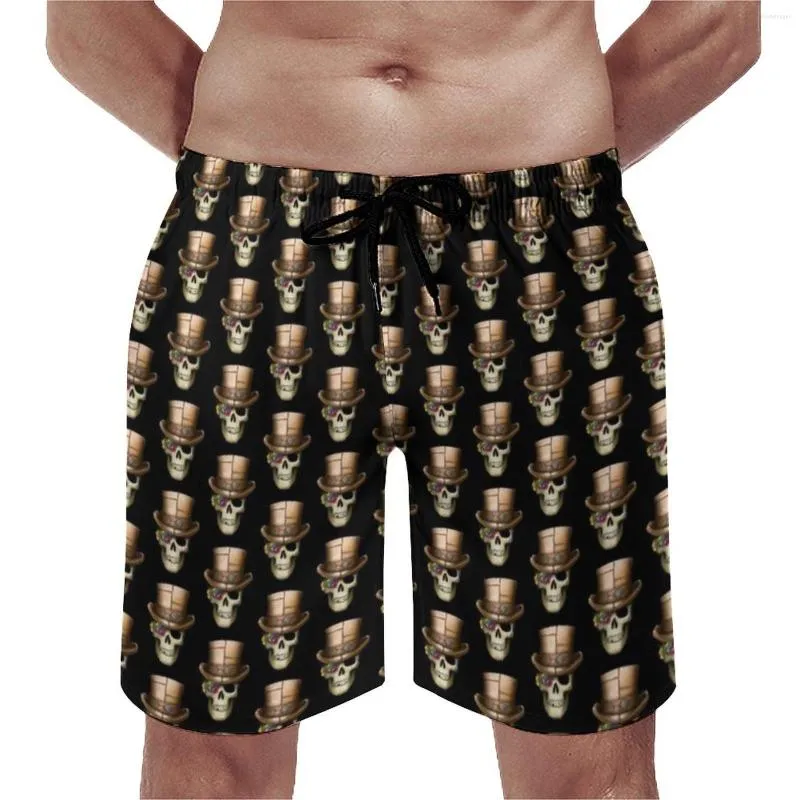 Herenshorts Steampunk Board Zomer Monocled Skull met hoge hoed Mode Strand Heren Sportkleding Sneldrogende grafische zwembroek