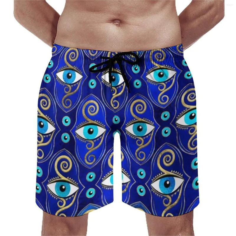 Short d'été pour hommes, charme du mauvais œil, course à pied, yeux grecs, Mati amulette, imprimé plage rétro, confortable, maillot de bain, grande taille