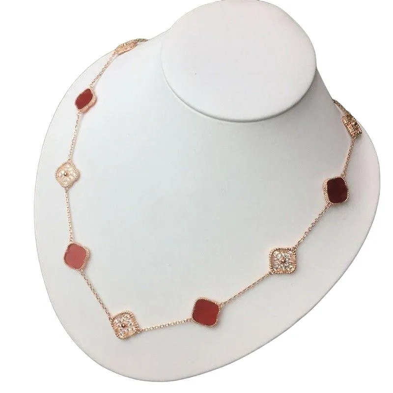 ожерелье с клевером для женщин, дизайнерское ожерелье, бесплатная доставка, дизайнерское бриллиантовое ожерелье, Calssic Fashion, 18-каратное ожерелье с клевером, розовое золото, посеребренный агатовый кулон