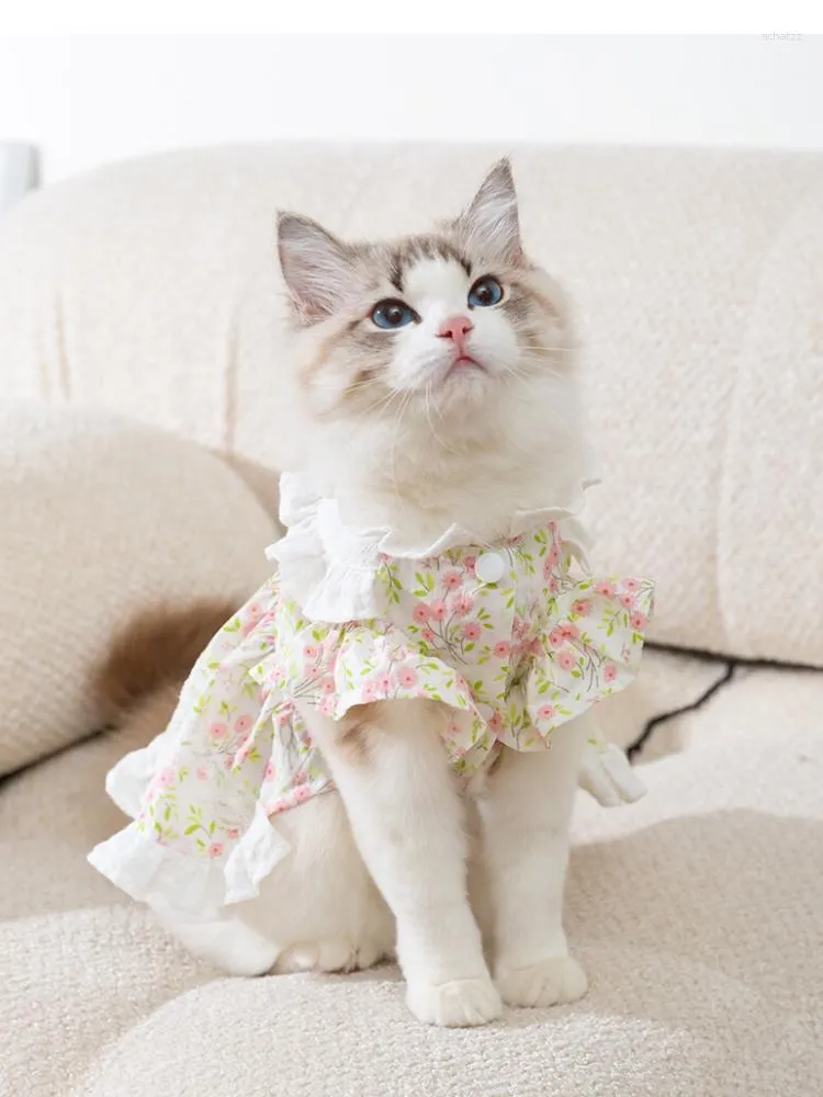 Odzież dla psa ubrania kota szczeniaka letnia wiosna koronkowa sukienka do dziewczynki kwiaty kwiatowe zapasy koszula fantazyjne małe zwierzak słodki różowy luksusowy księżniczka