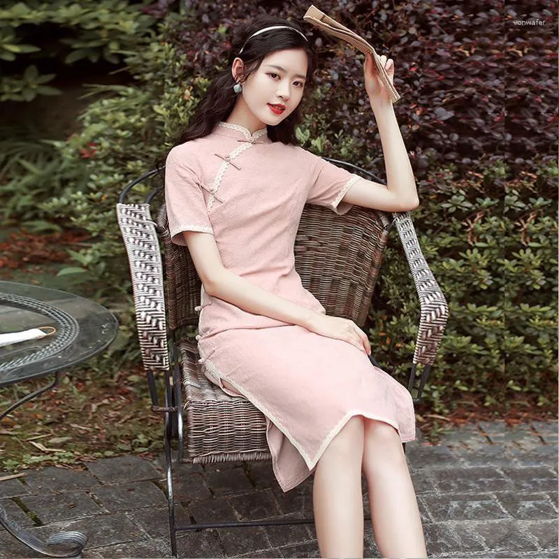 Casual jurken dames streetwear sexy qipao-jurk moderne cheongsam chinese stijl tienermeisjes korte mouw mode elegante traditionele