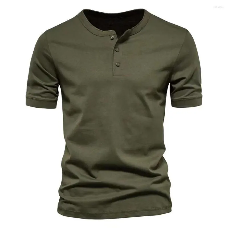 T-shirts pour hommes Polo décontracté couleur unie bouton classique col rond hommes été haute qualité homme à manches courtes top t-shirts