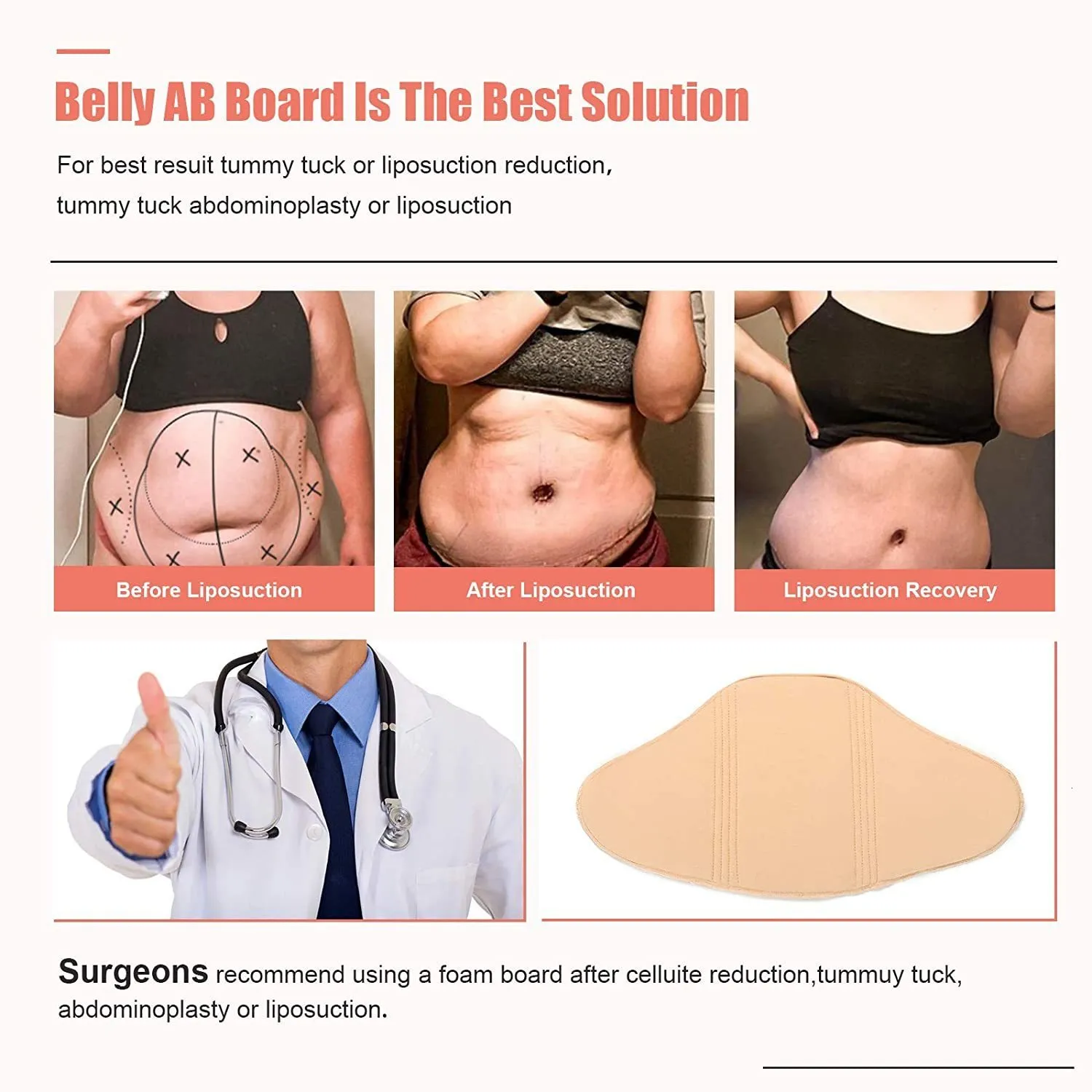 Abdominal Compression Board - After Liposuction Tummy Tuck Flattening Abs  Liposuction Foams Pieces and Board Flattening Abdominal Compression Under