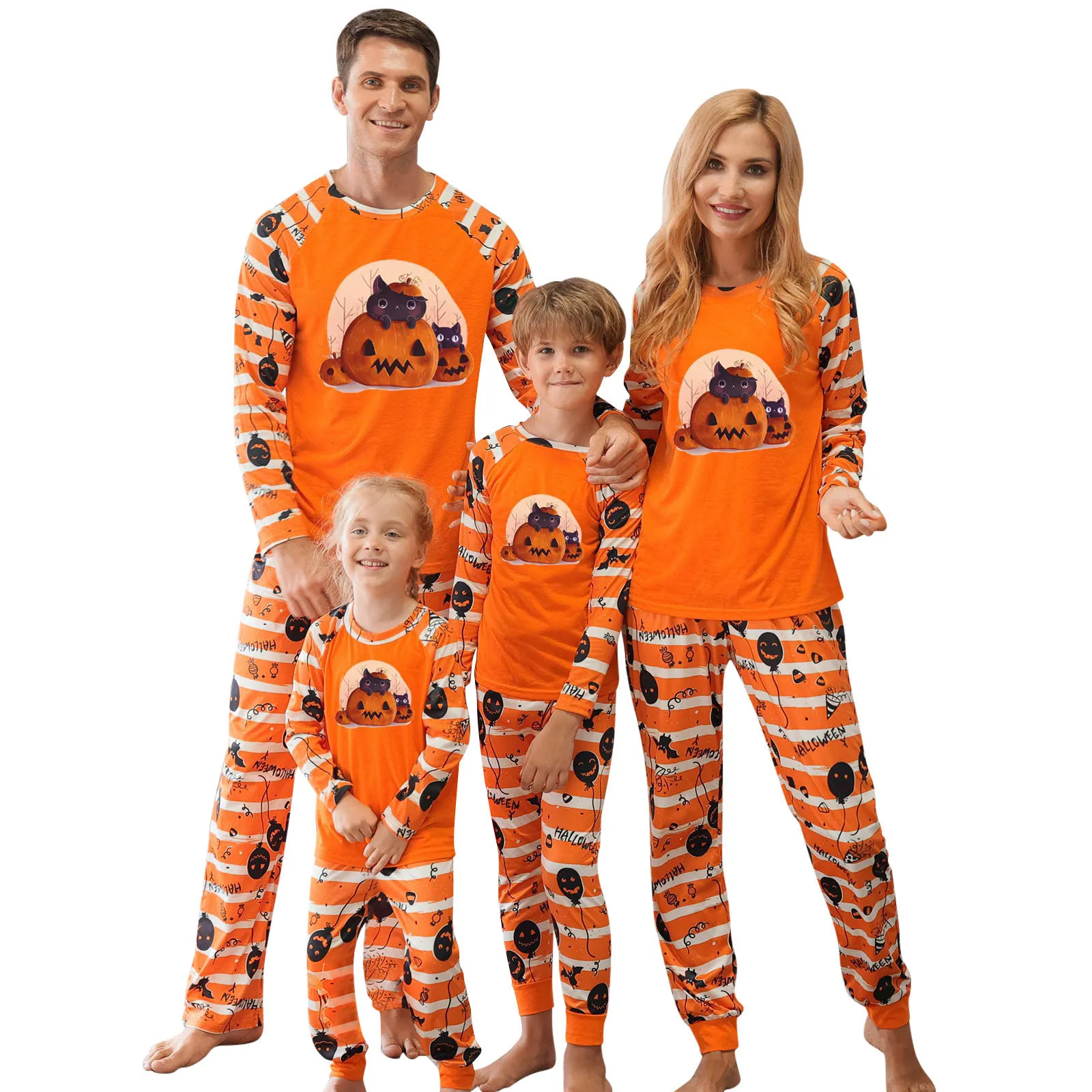 Family Matching Outfits TopLong Pants 2 Pieces Suit Pajamas Set Family Look Happy Halloween Family Matching Outfits Parent-child Casual Loose Pullover 230901