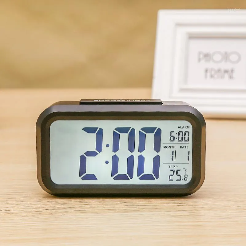 Relojes de mesa LED Reloj Luminoso Mudo Alarma Electrónica Posensible Pantalla grande Digital