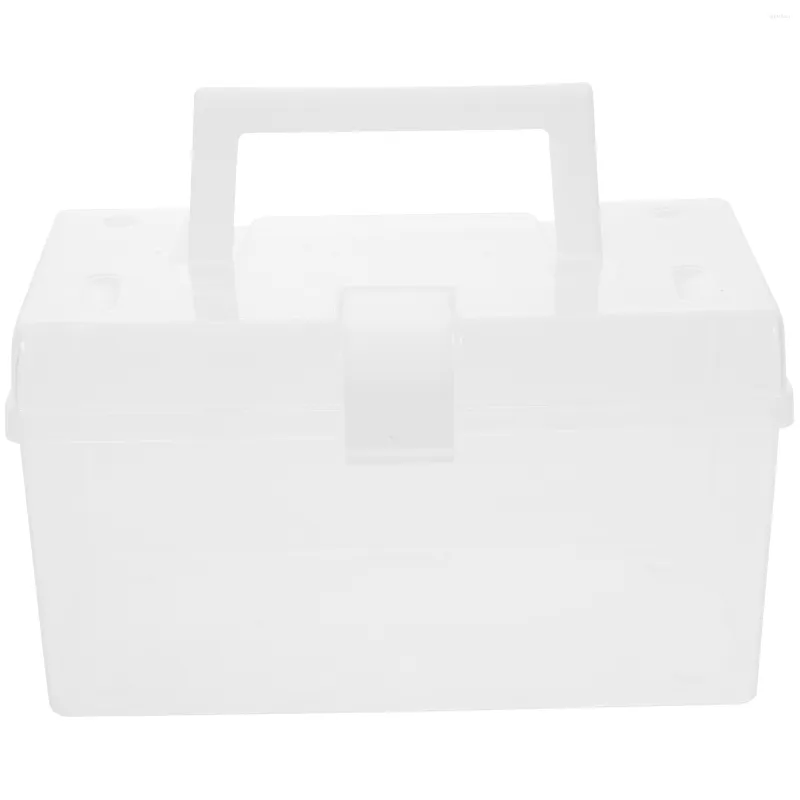 Caixas de armazenamento Caixa portátil de primeiros socorros Multi-função Gabinete Home Case - Tamanho S (Branco)