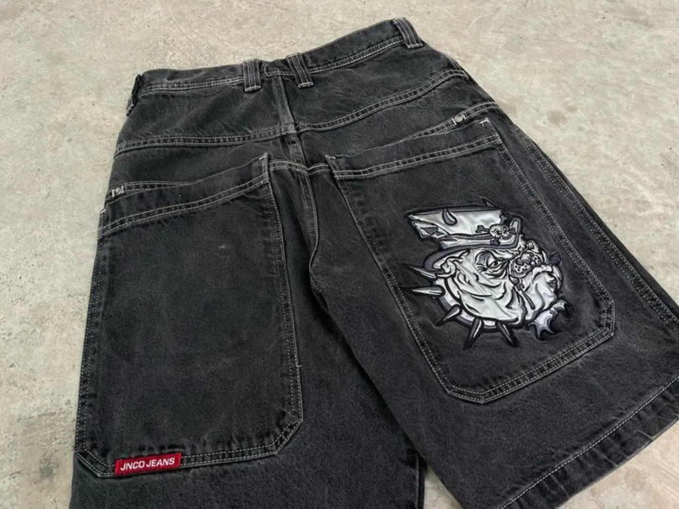 Mäns shorts jnco shorts y2k hip hop grafik tryck baggy denim gym shorts mäns kvinnors sommar harajuku gotiska män basket shorts 230901