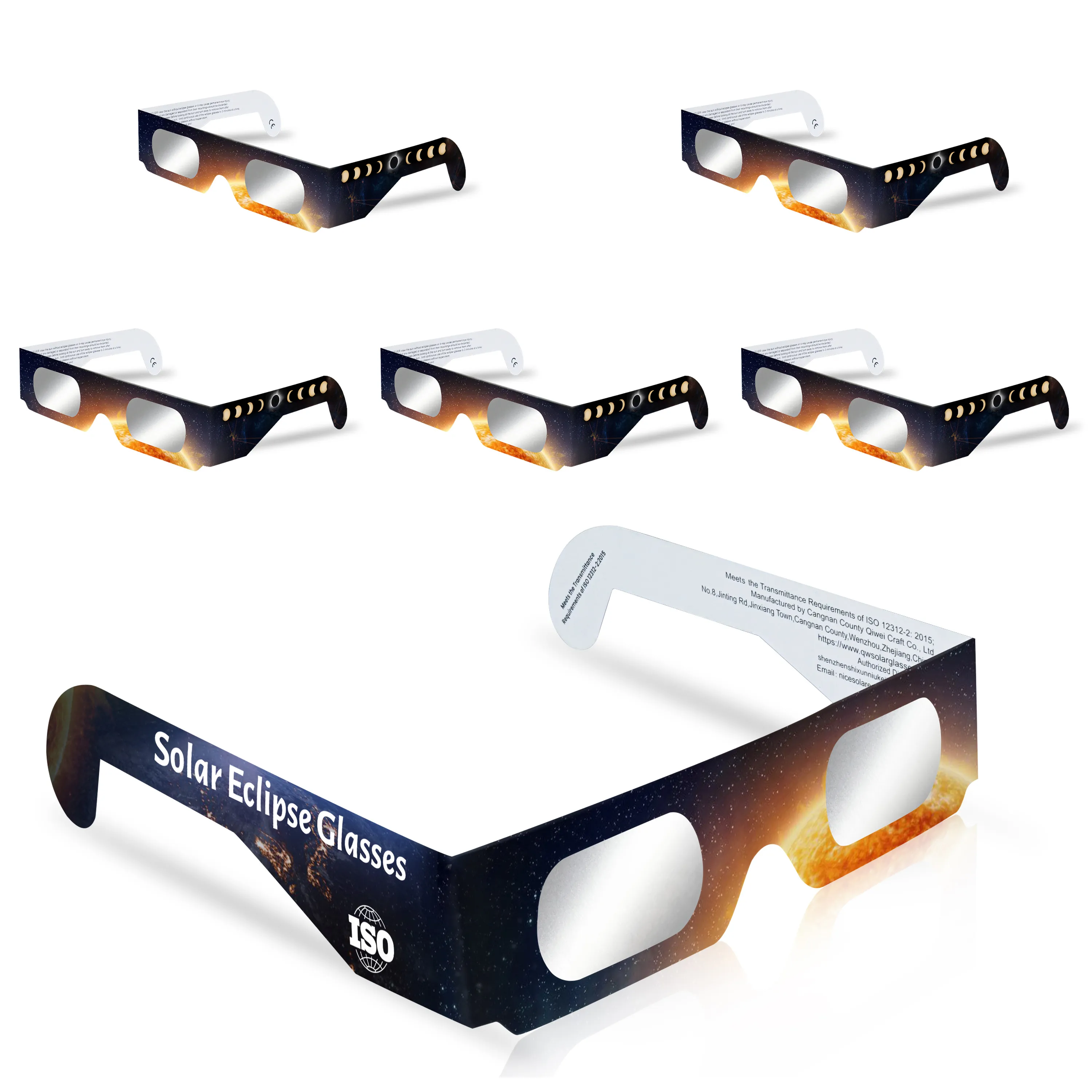6 Paket Premium Güneş Eclipse Glasses ISO Sertifikalı Eclipse Gözlükleri 2024 NASA onaylı fabrika tarafından yapılan doğrudan güneş görüntüleme için