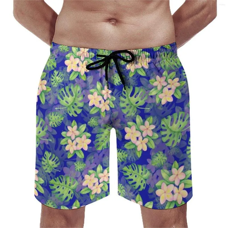 Mäns shorts tropiska palm lämnar brädet blomma tryck kvalitet strand byxor trenky plus size simt stammar