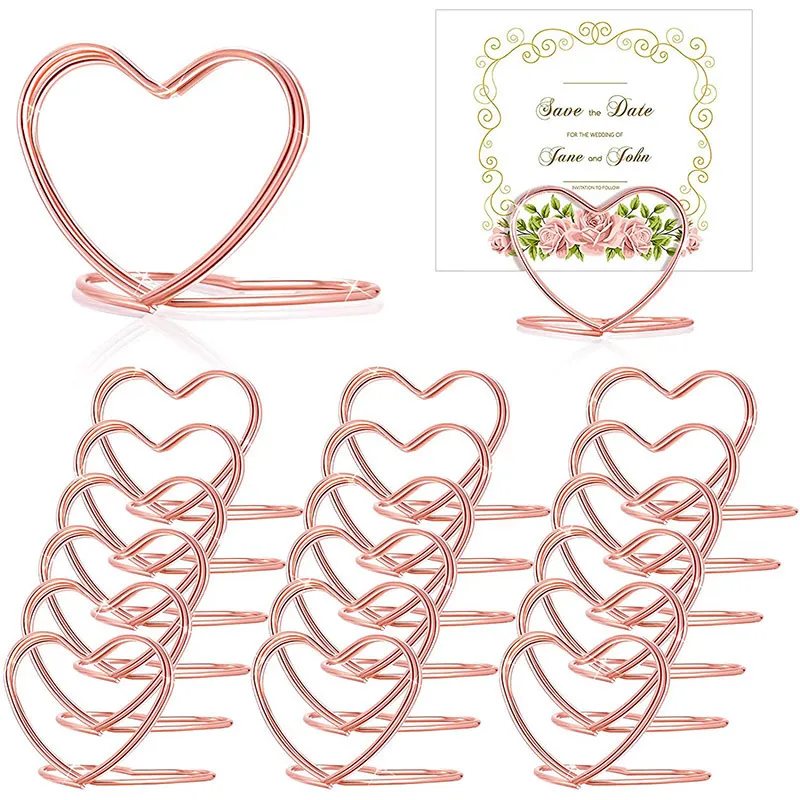 Other Event Party Supplies 20pcs Heart Shape Metal Po Clip Stands Wedding Table Number Name Place Card Holder For Birthday Sign Decor 230901