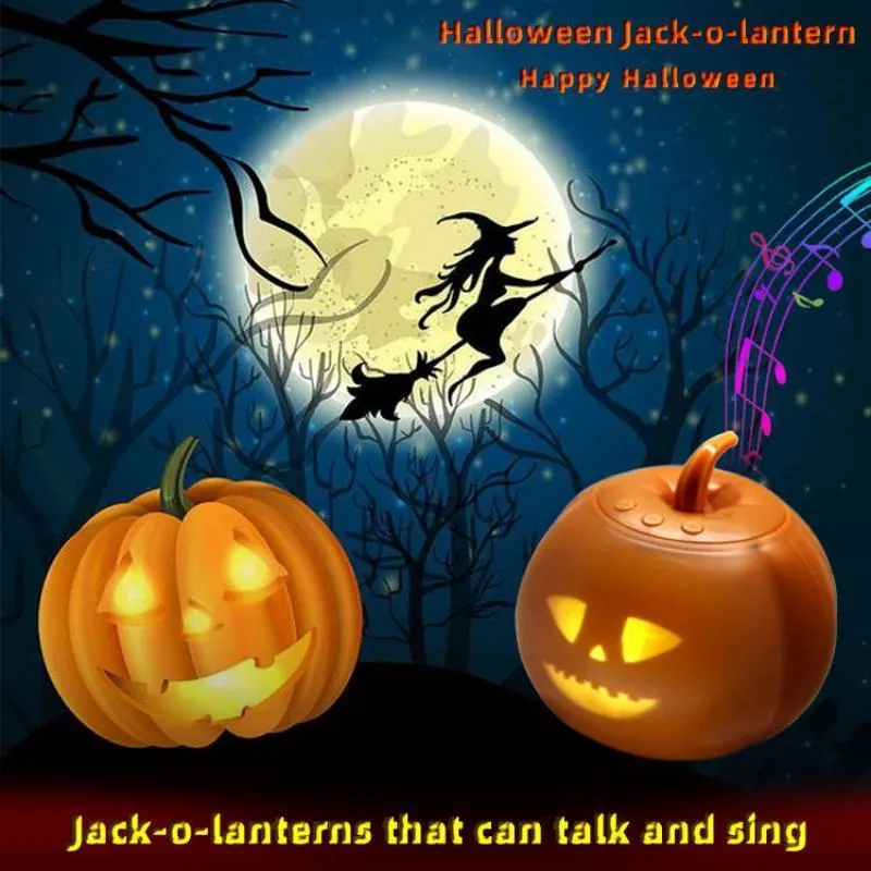 Andra evenemangsfestartiklar LED Halloween Pumpkin Projection Lamp Creative Animated Talking LED Light Projector för festliga hemfestdekorationer 230904