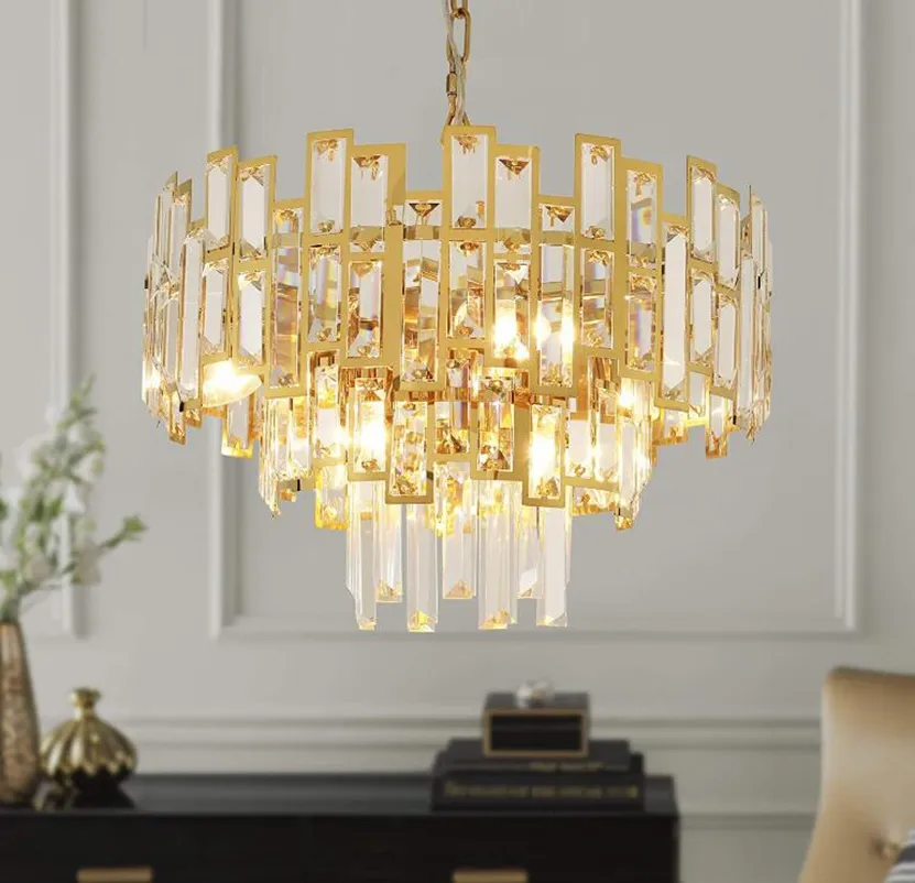 Modern Crystal Chandelier Lighting - Gold/Silver Luxury Pendant Light ...