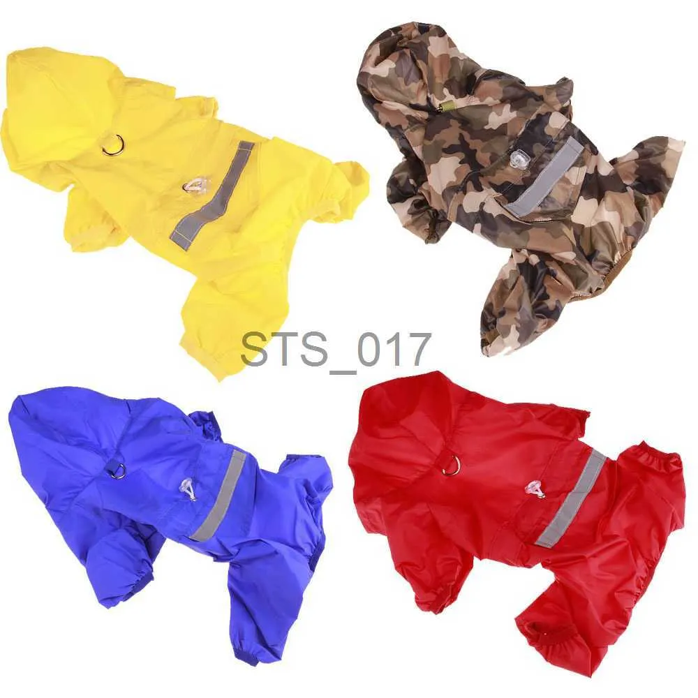 Hundkläder Pet Cat Dog Waterproof Raincoat Jumpsuit Reflective Hooded Puppy Dog Rain Coat Outdoor Clothes ET For Small Dog Pet Supplies X0904