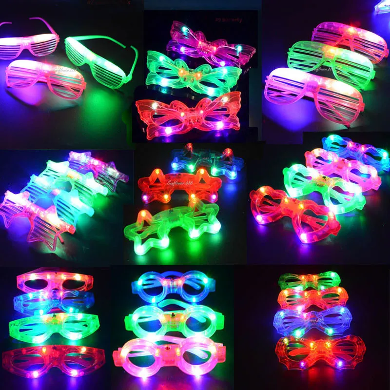 Andere Event-Party-Zubehör, 12 Stück, für Erwachsene und Kinder, LED-Brille, beleuchtete Sonnenbrille, leuchtende Jalousien, Auslöser, Neon-Blitz, Bar, Geburtstag, Hochzeit, Gunst, Halloween 230901