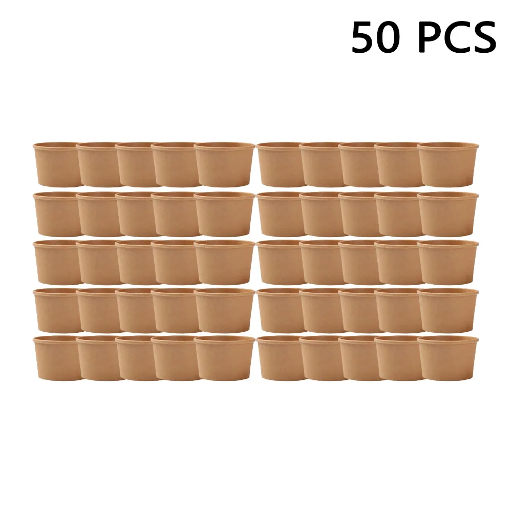 أدوات مائدة مدينات يمكن التخلص منها 50pcs 8 أوقية كرافت حاويات الطعام كوب كوب كوب بدون حساء.