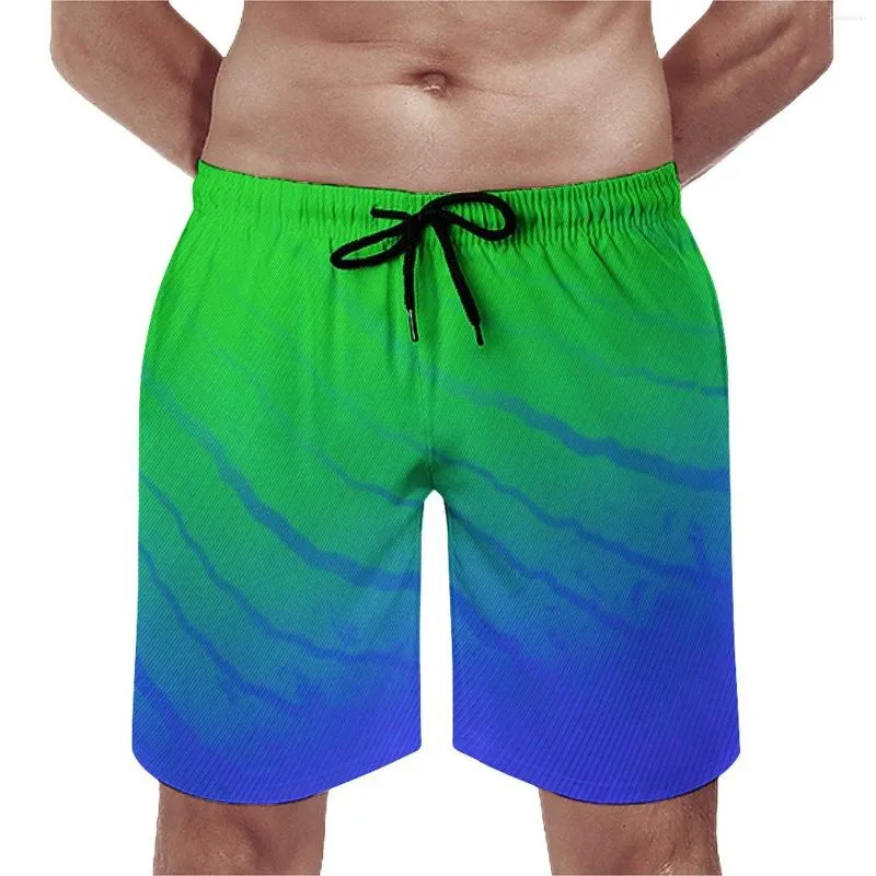 Męskie spodenki Dwukrotne kolory letnie kolory w paski sportowe krótkie spodnie samce Szybkie suszenie grafika na Hawajach Plus Size Swim Trunks