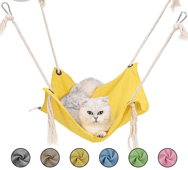 TASSEL STIL SOMMAR PET BRODABLE BOMULL LINEN CAT HAMMOCK CAGE Swing Cat Hanging Mat Cat Nest